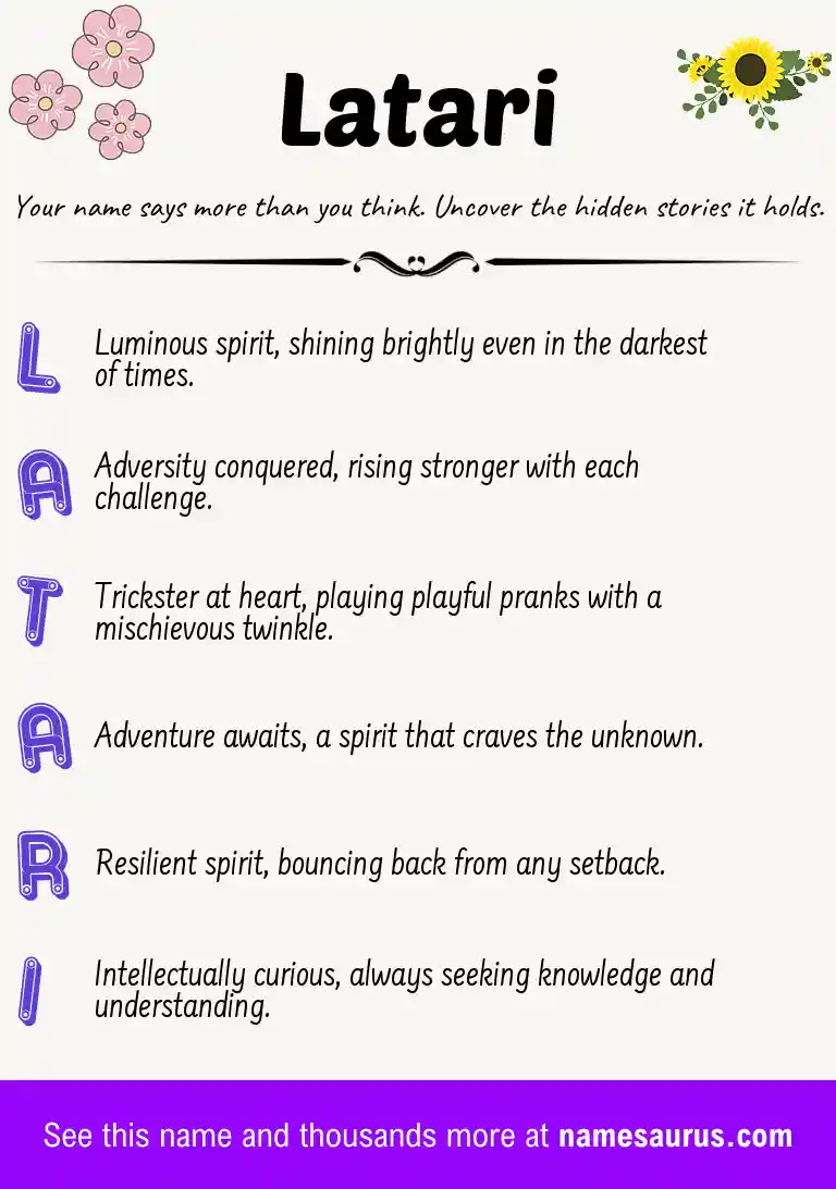 Acrostic poem about Latari.