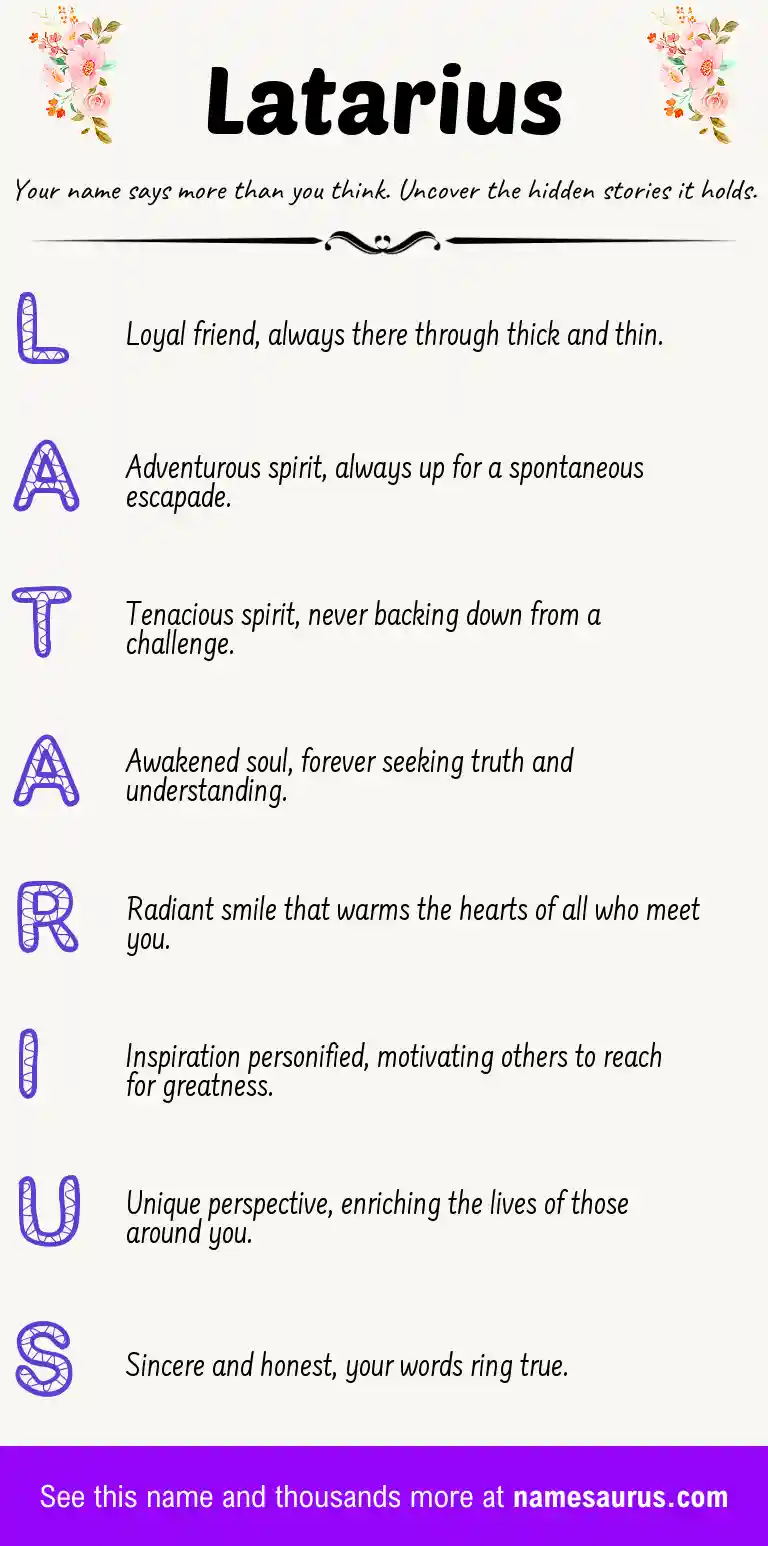 Acrostic poem about Latarius.