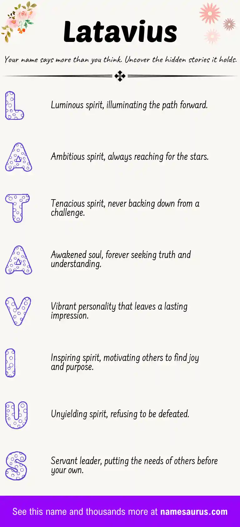 Acrostic poem about Latavius.