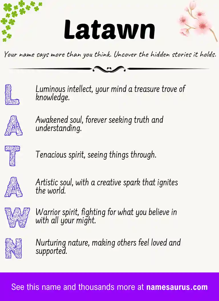 Acrostic poem about Latawn.