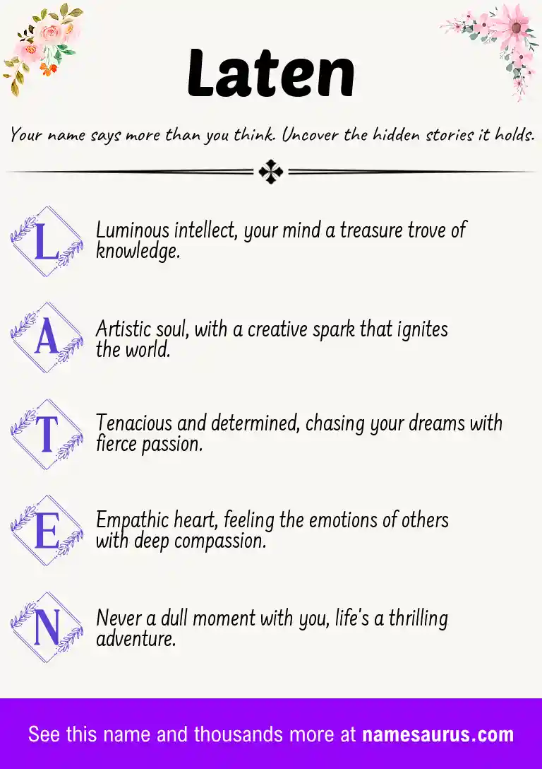 Acrostic poem about Laten.
