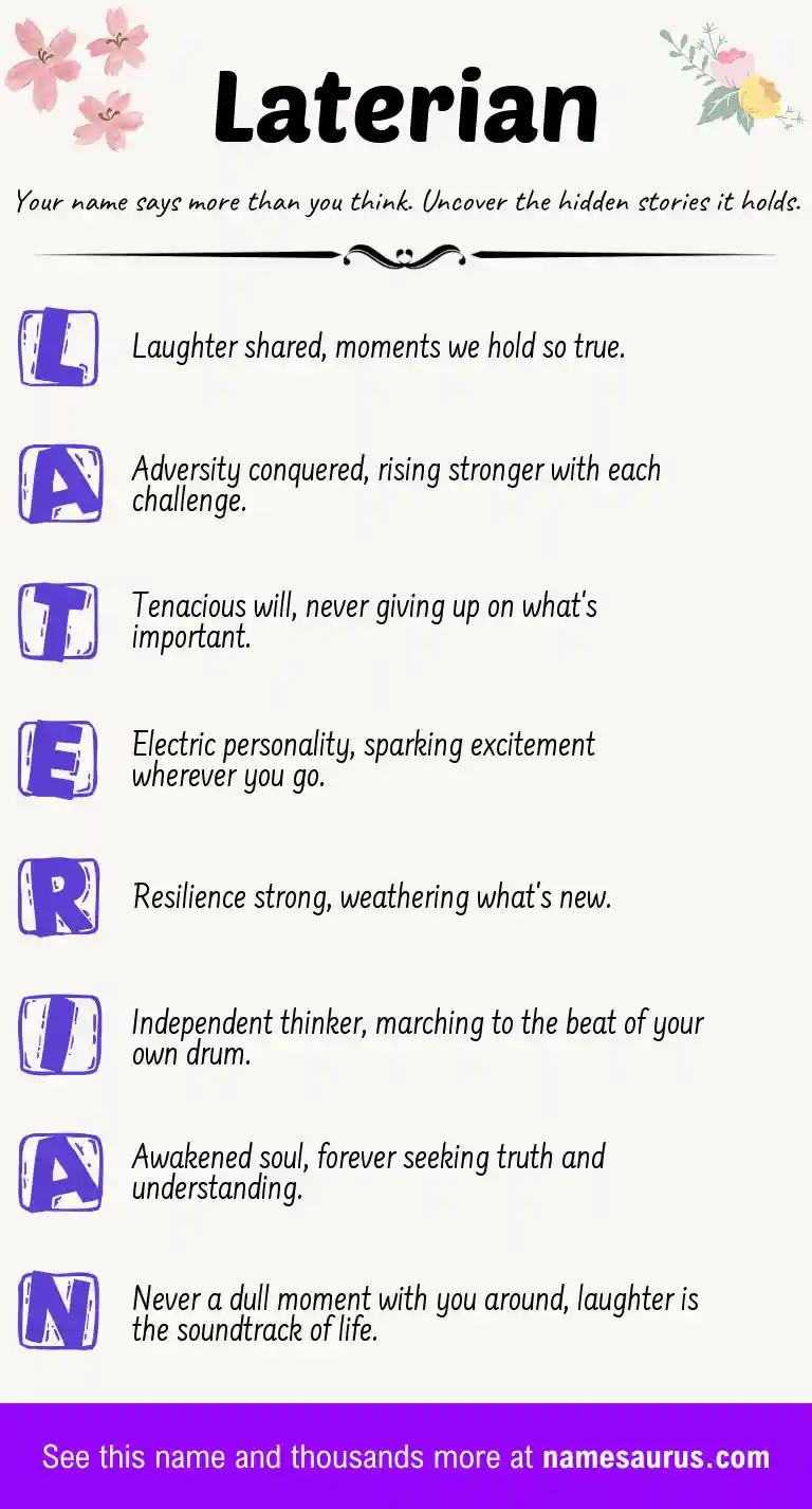 Acrostic poem about Laterian.