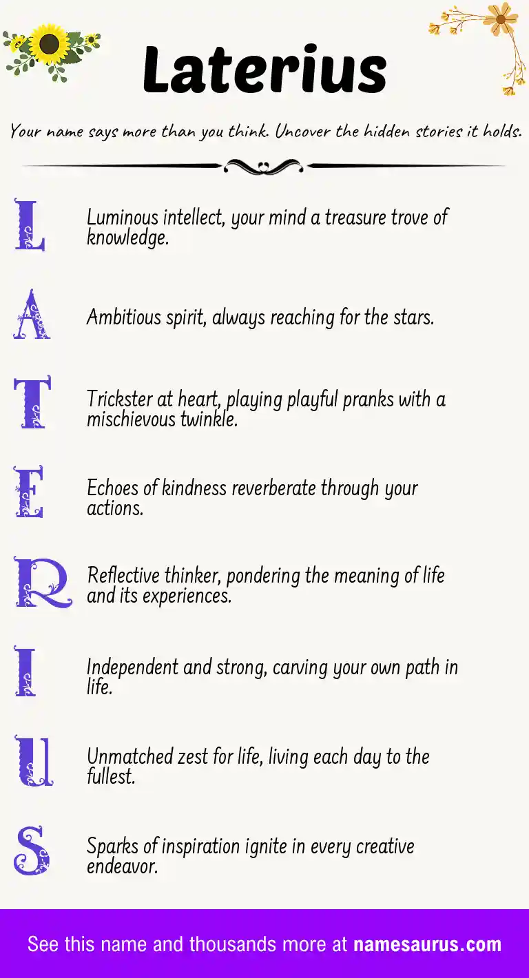 Acrostic poem about Laterius.