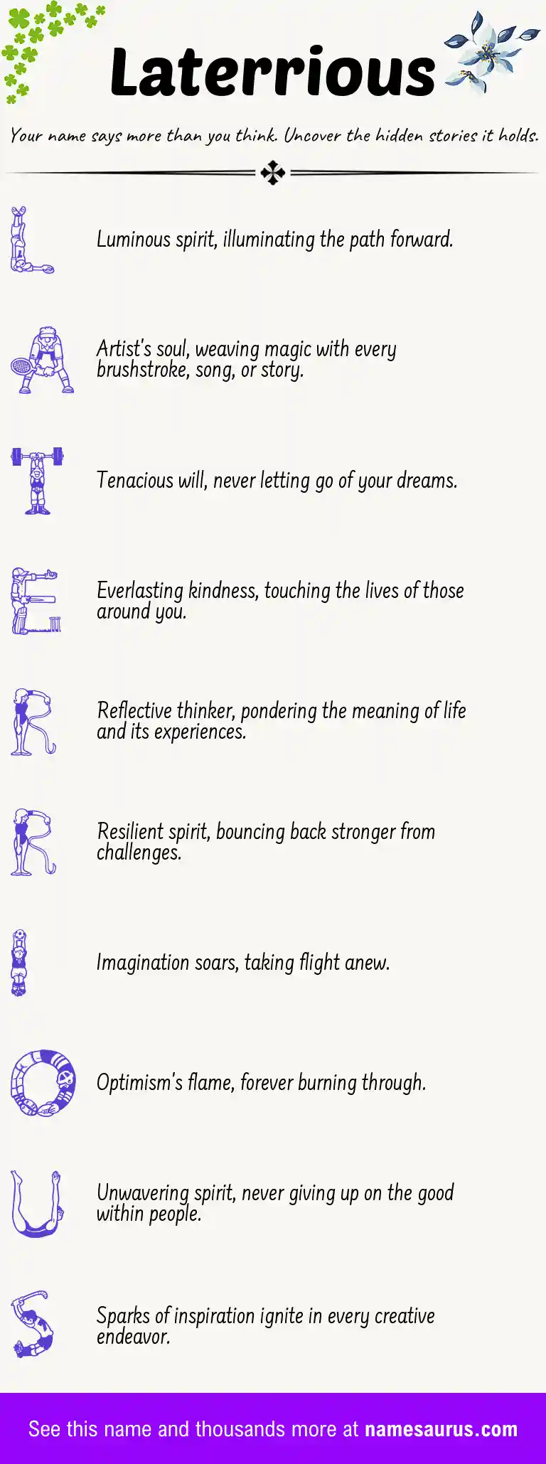 Acrostic poem about Laterrious.