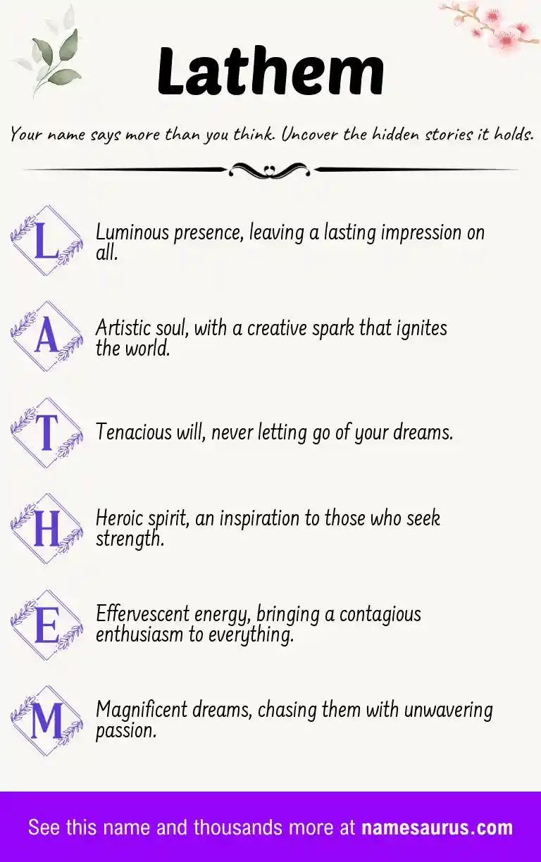 Acrostic poem about Lathem.