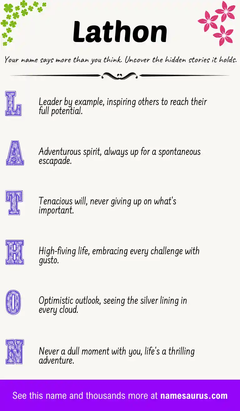 Acrostic poem about Lathon.