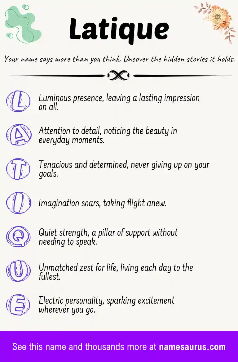 Acrostic poem about Latique.