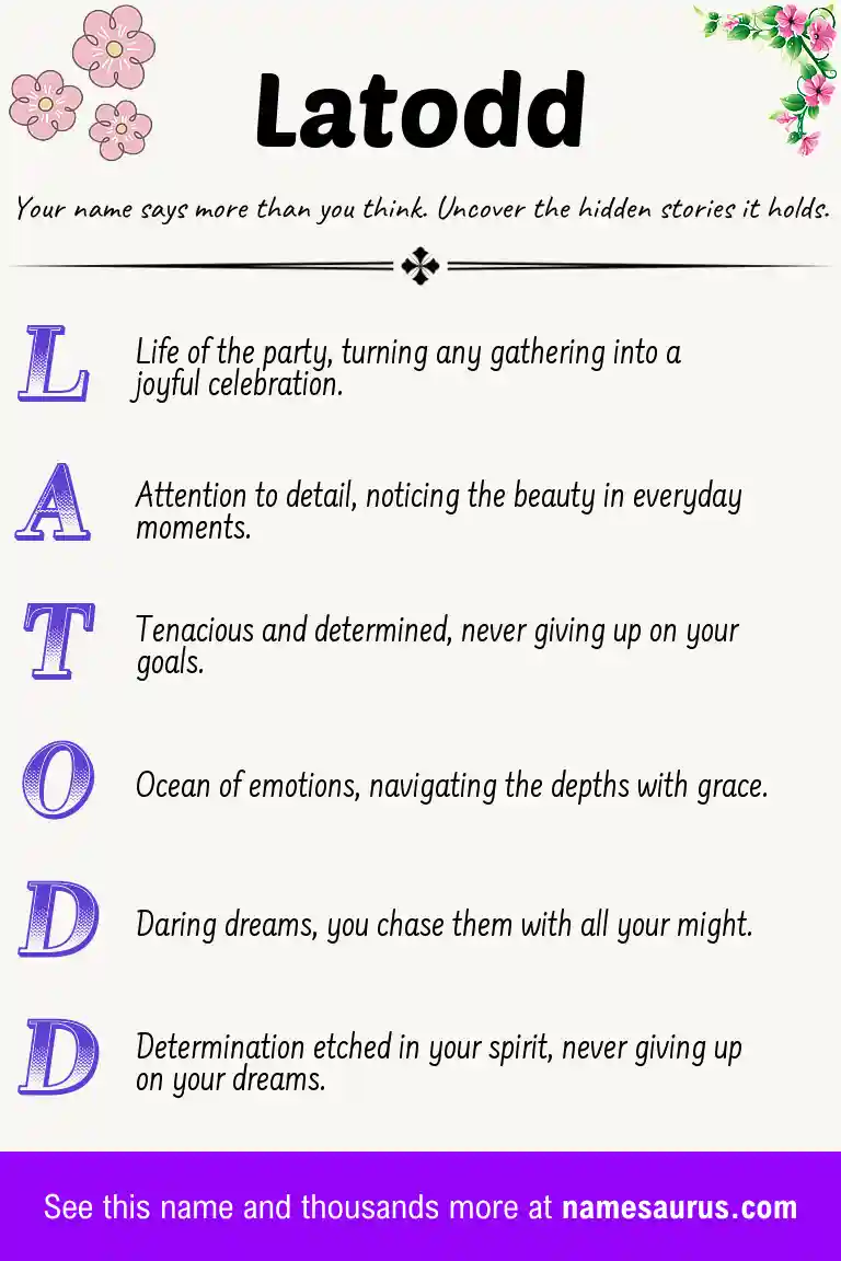 Acrostic poem about Latodd.
