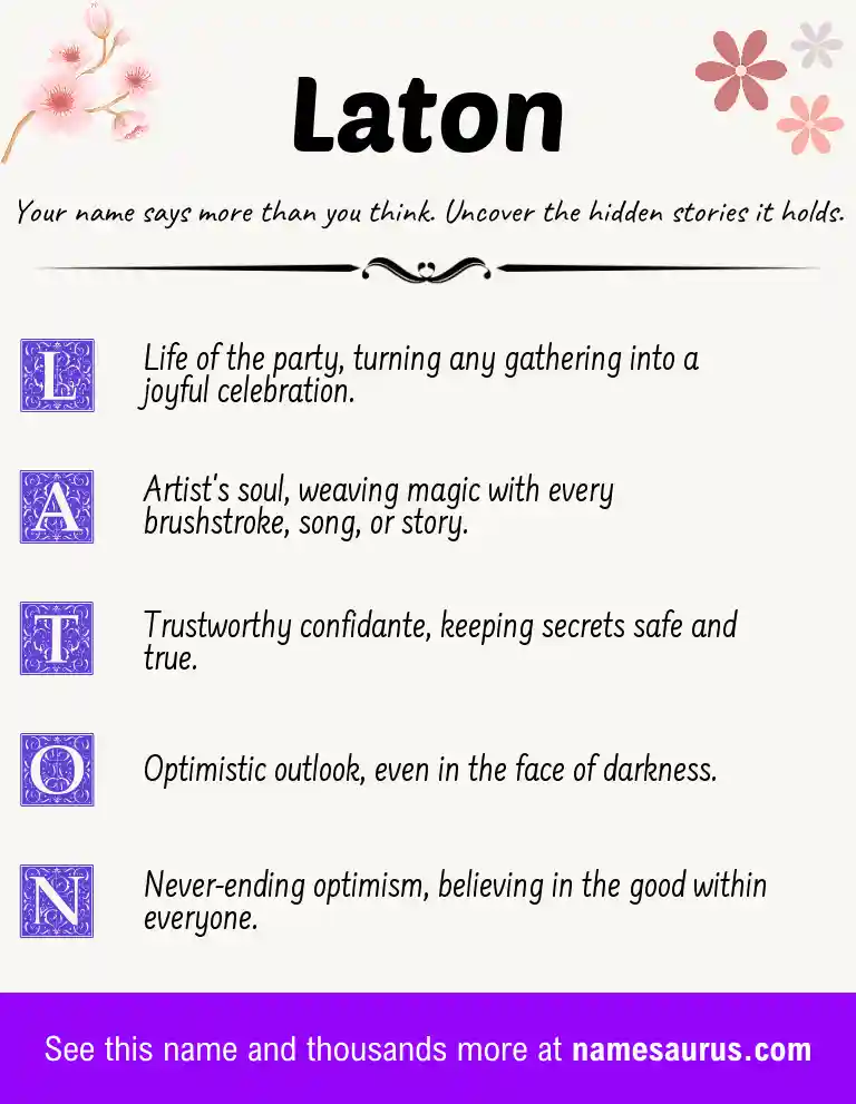 Acrostic poem about Laton.