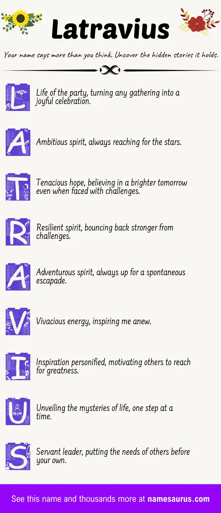 Acrostic poem about Latravius.