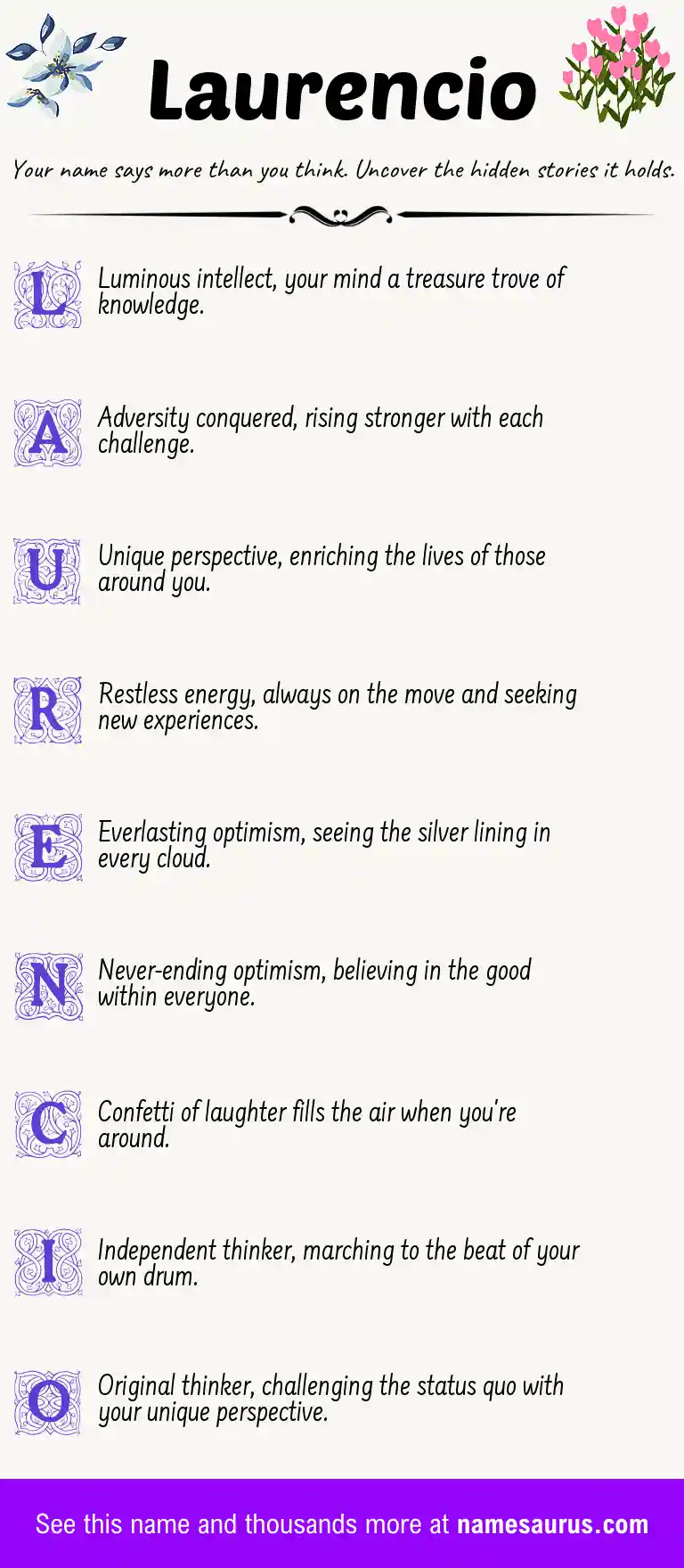 Acrostic poem about Laurencio.