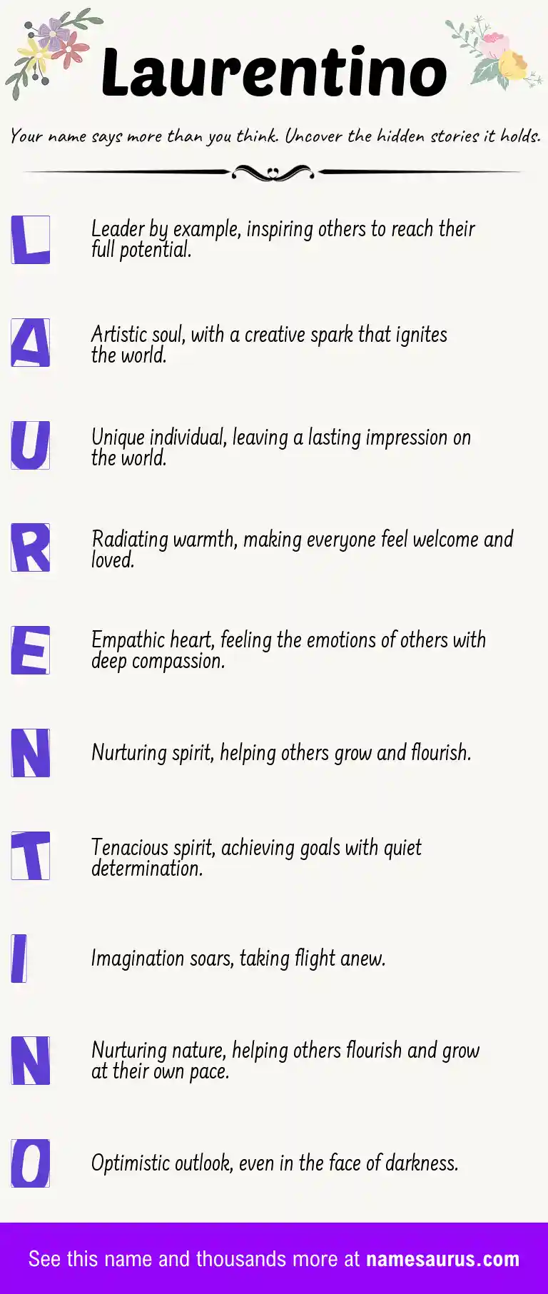 Acrostic poem about Laurentino.
