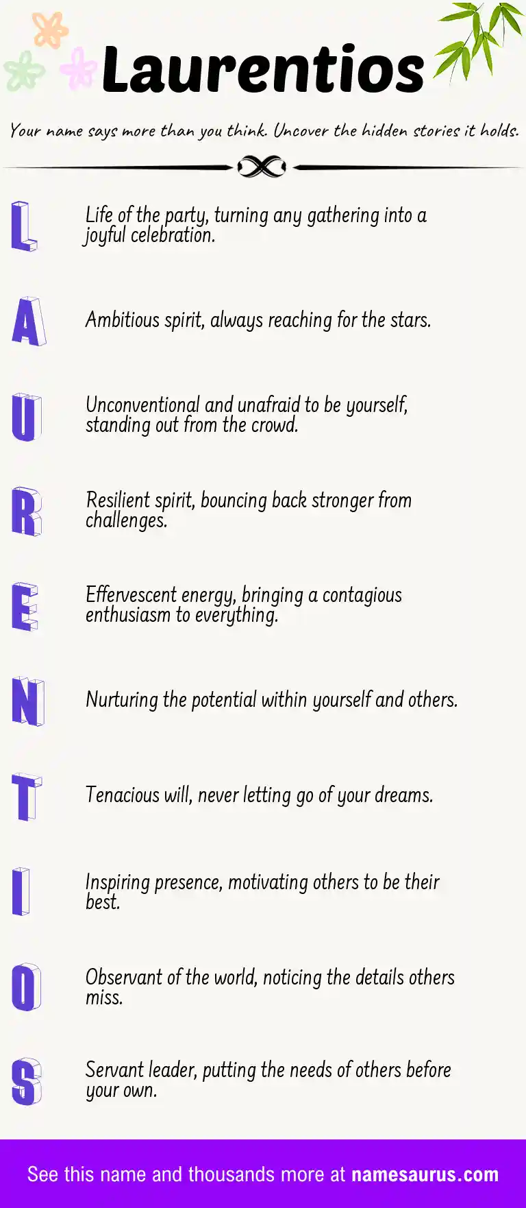 Acrostic poem about Laurentios.