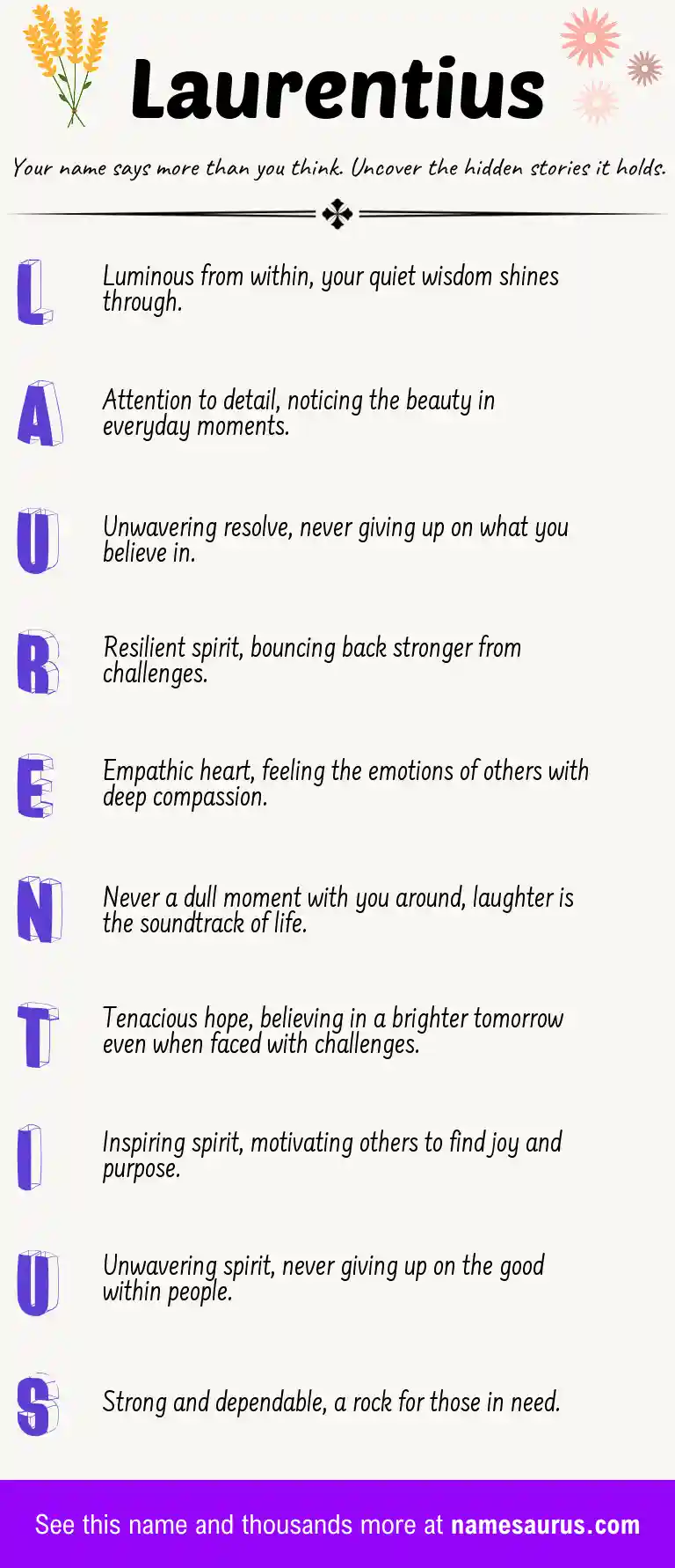 Acrostic poem about Laurentius.