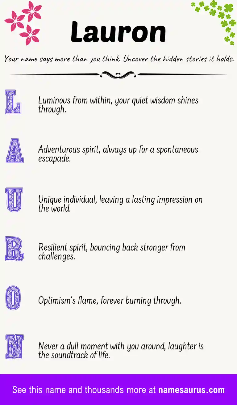 Acrostic poem about Lauron.
