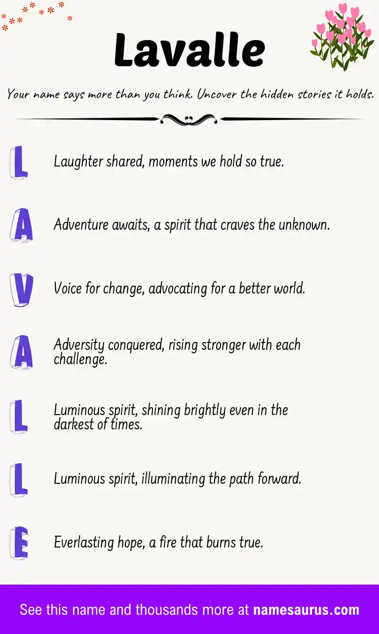 Acrostic poem about Lavalle.
