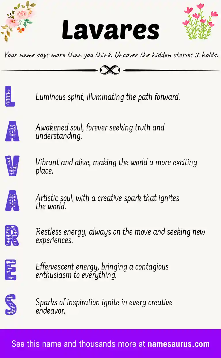 Acrostic poem about Lavares.
