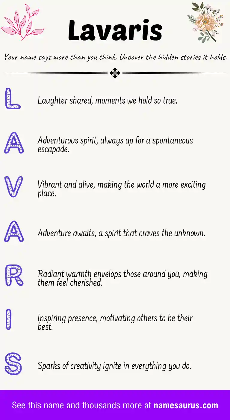 Acrostic poem about Lavaris.