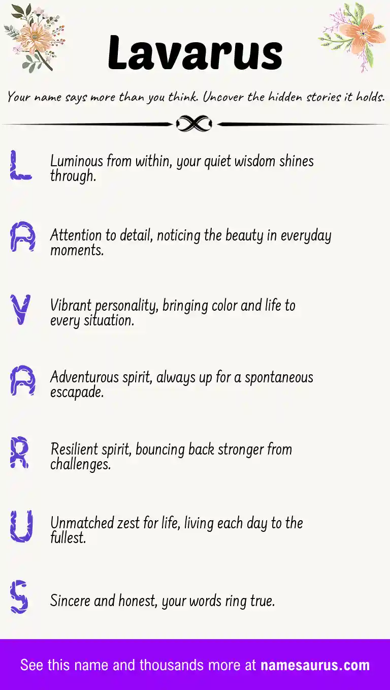 Acrostic poem about Lavarus.