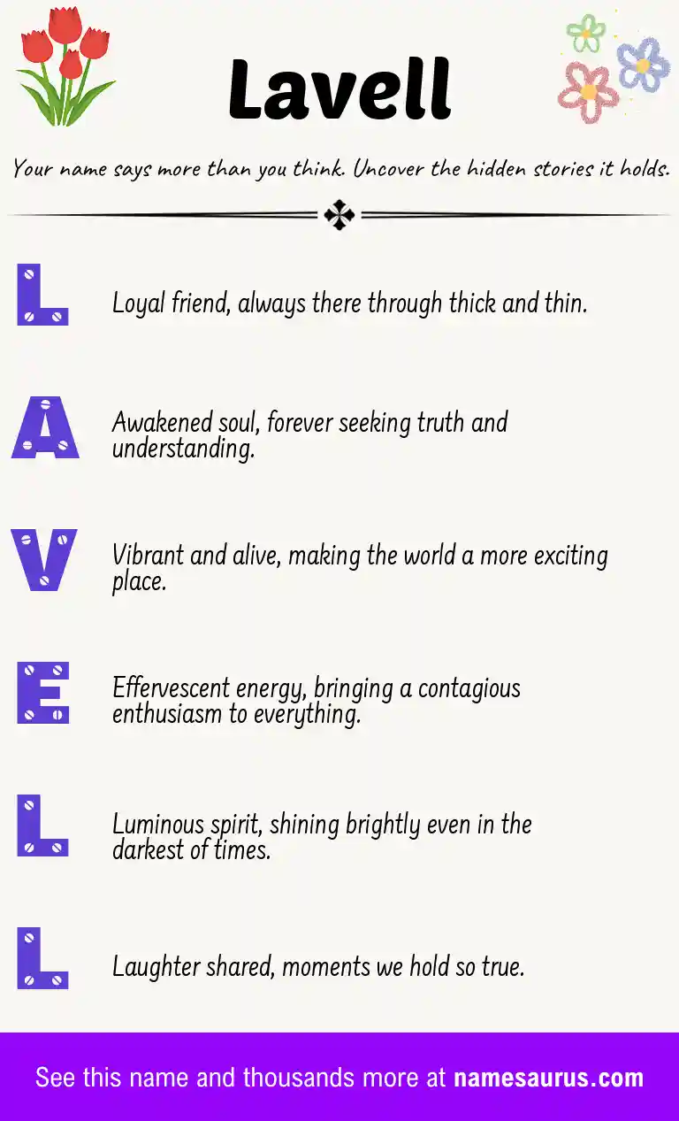 Acrostic poem about Lavell.