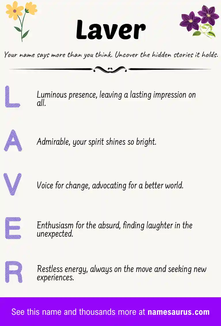 Acrostic poem about Laver.