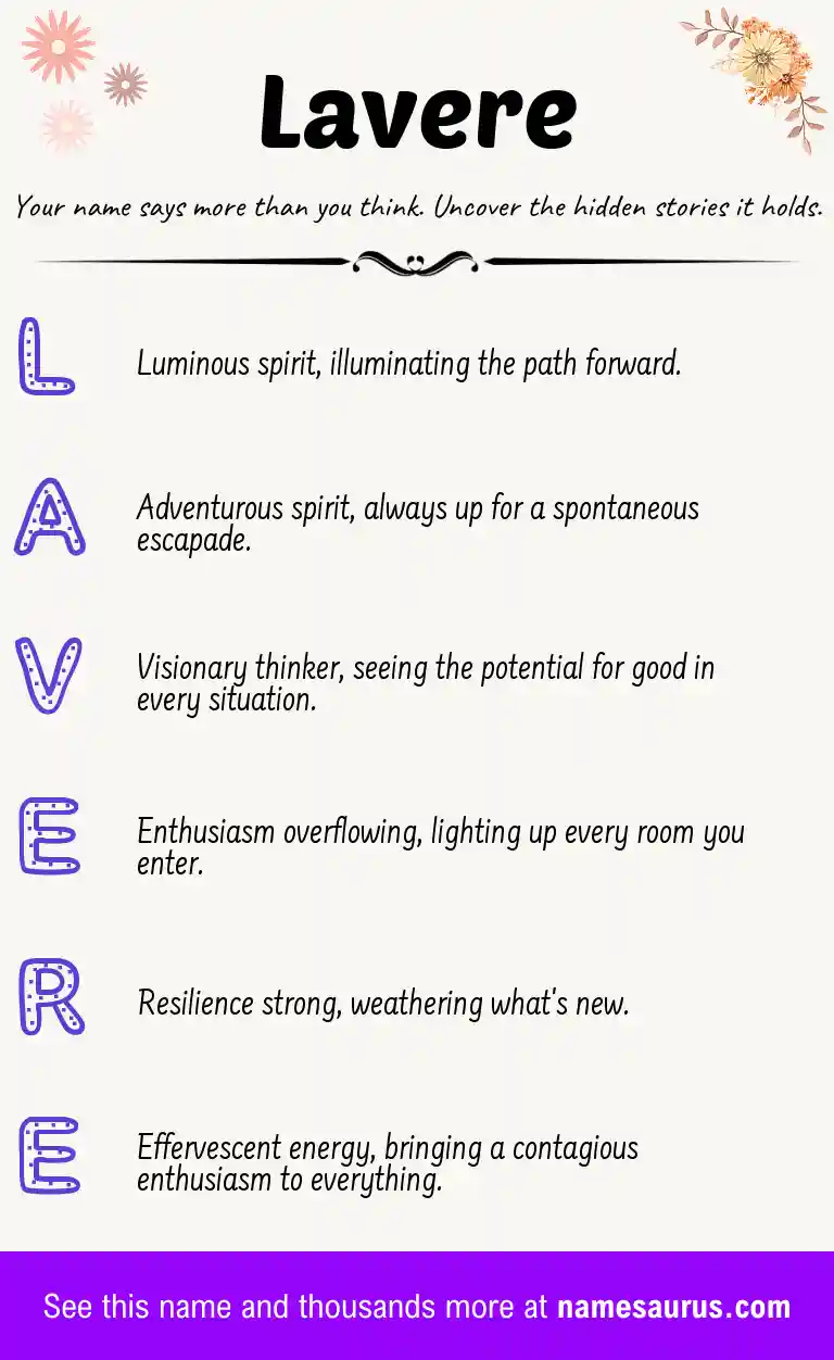 Acrostic poem about Lavere.