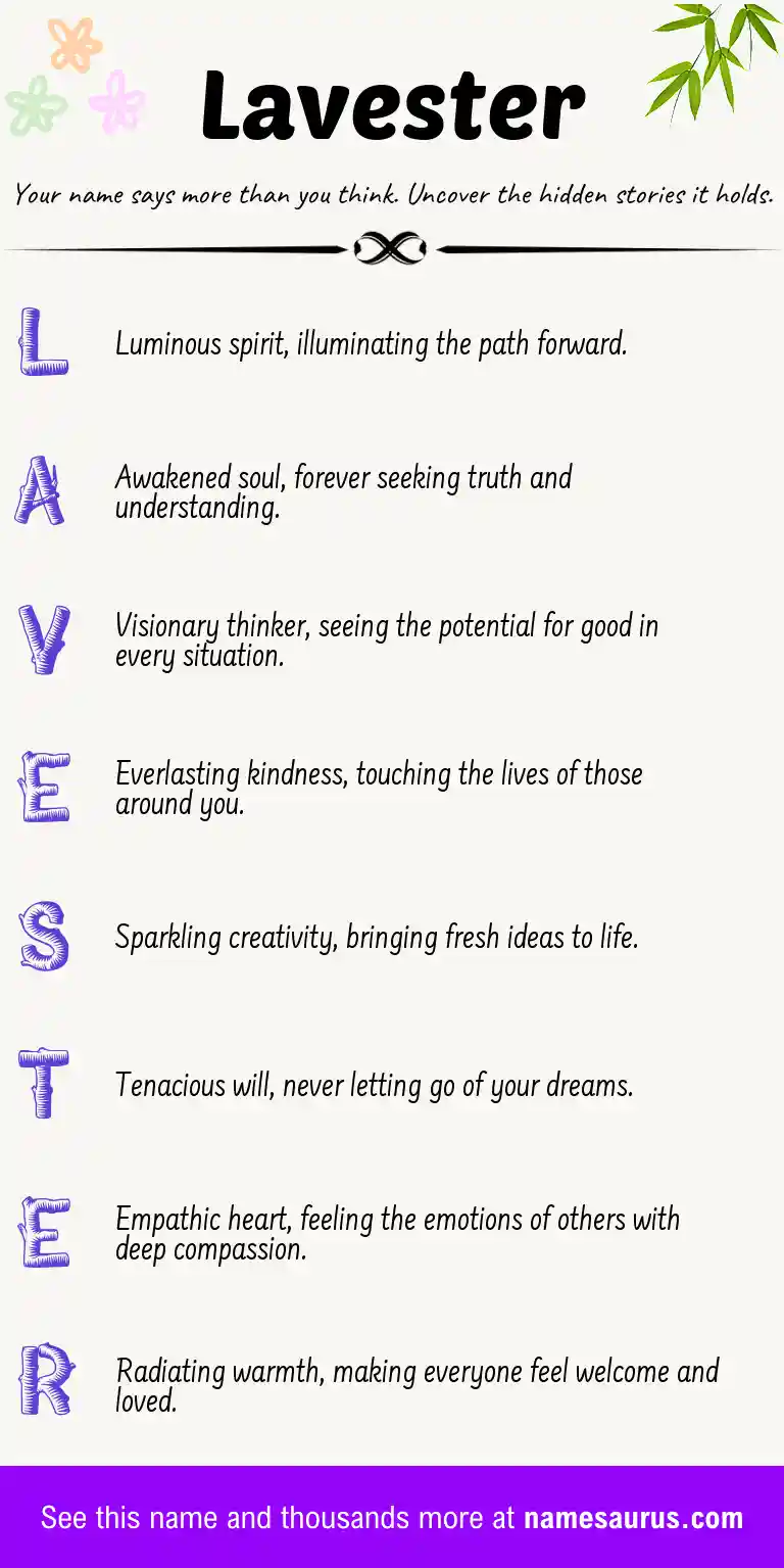 Acrostic poem about Lavester.