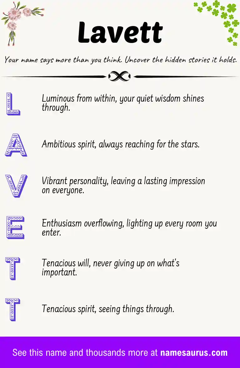 Acrostic poem about Lavett.