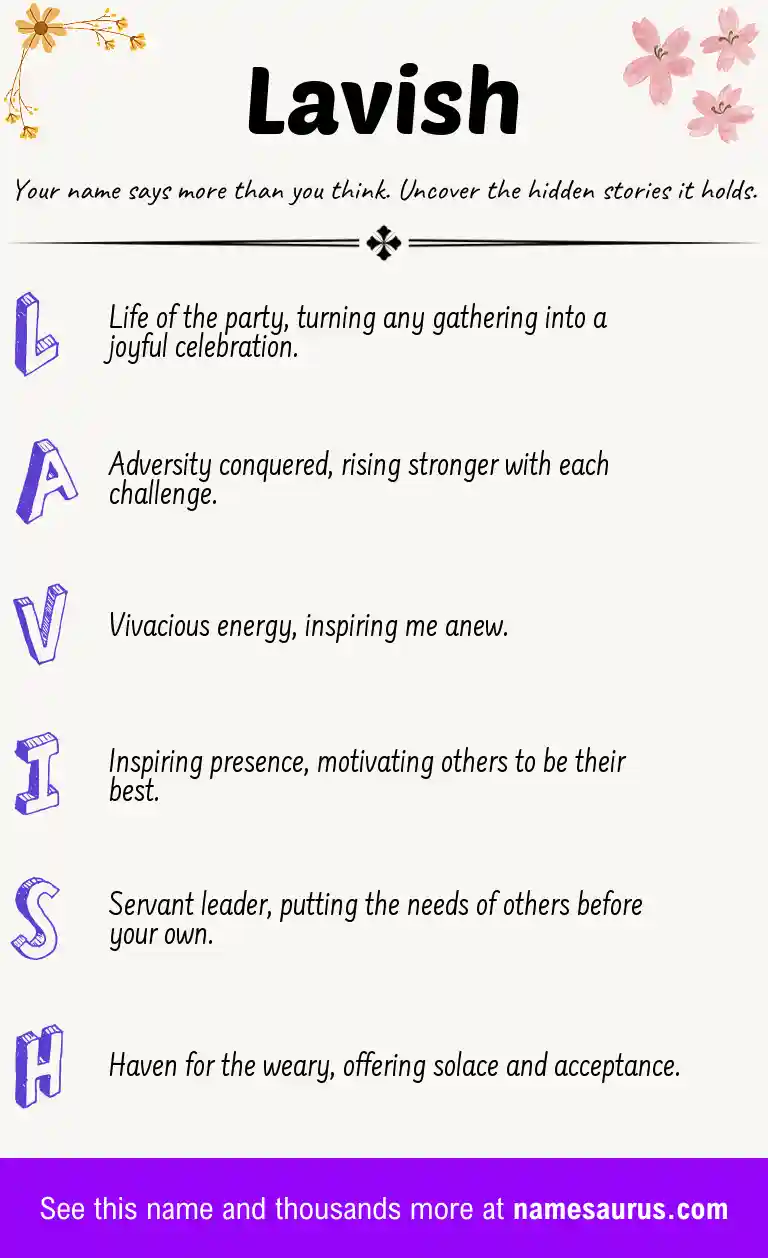 Acrostic poem about Lavish.