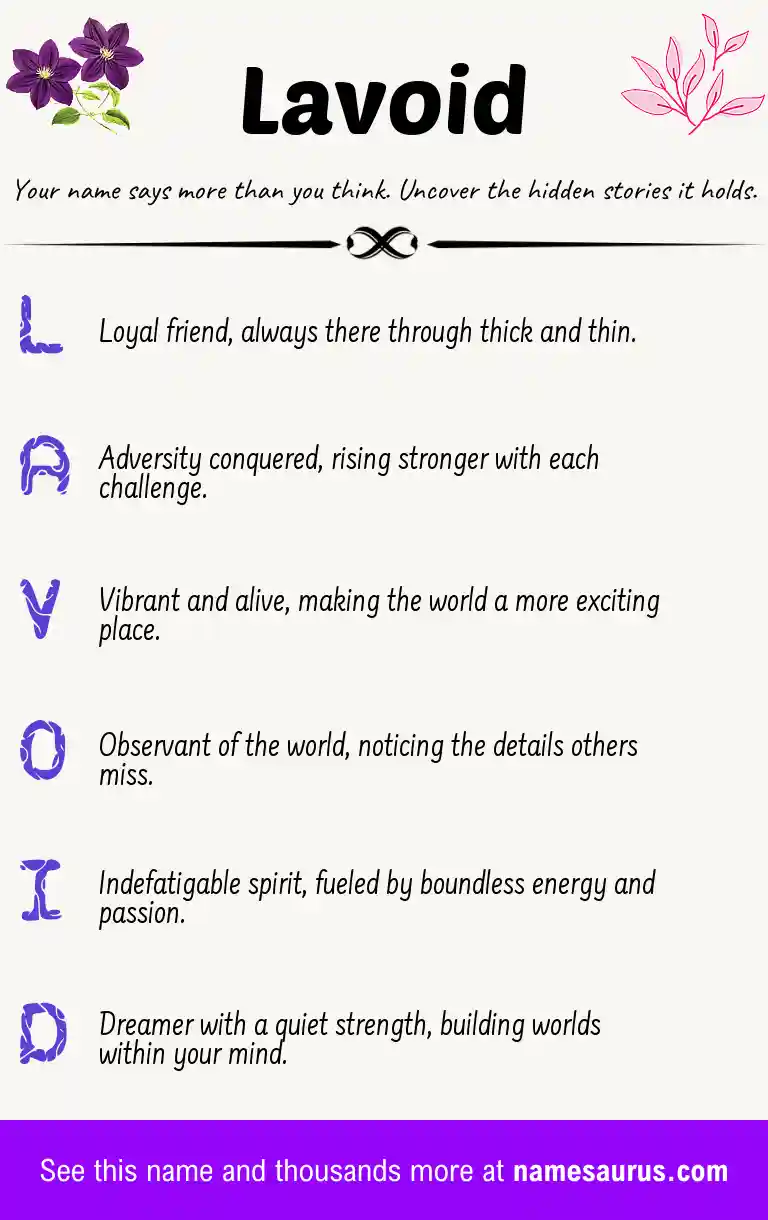 Acrostic poem about Lavoid.