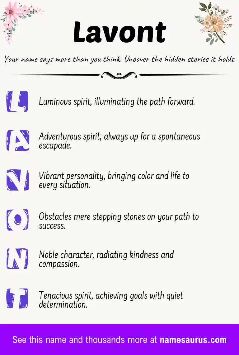 Acrostic poem about Lavont.
