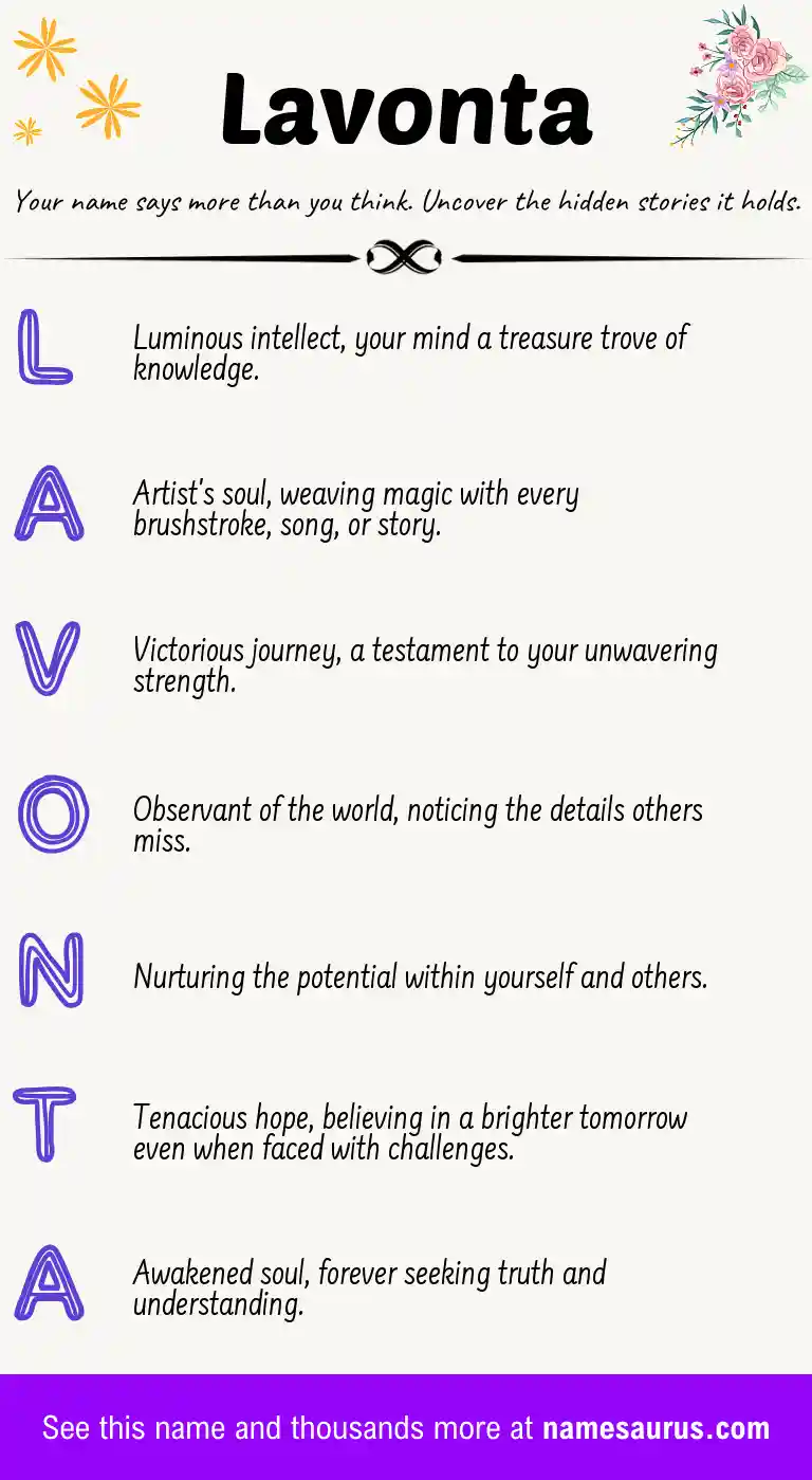 Acrostic poem about Lavonta.