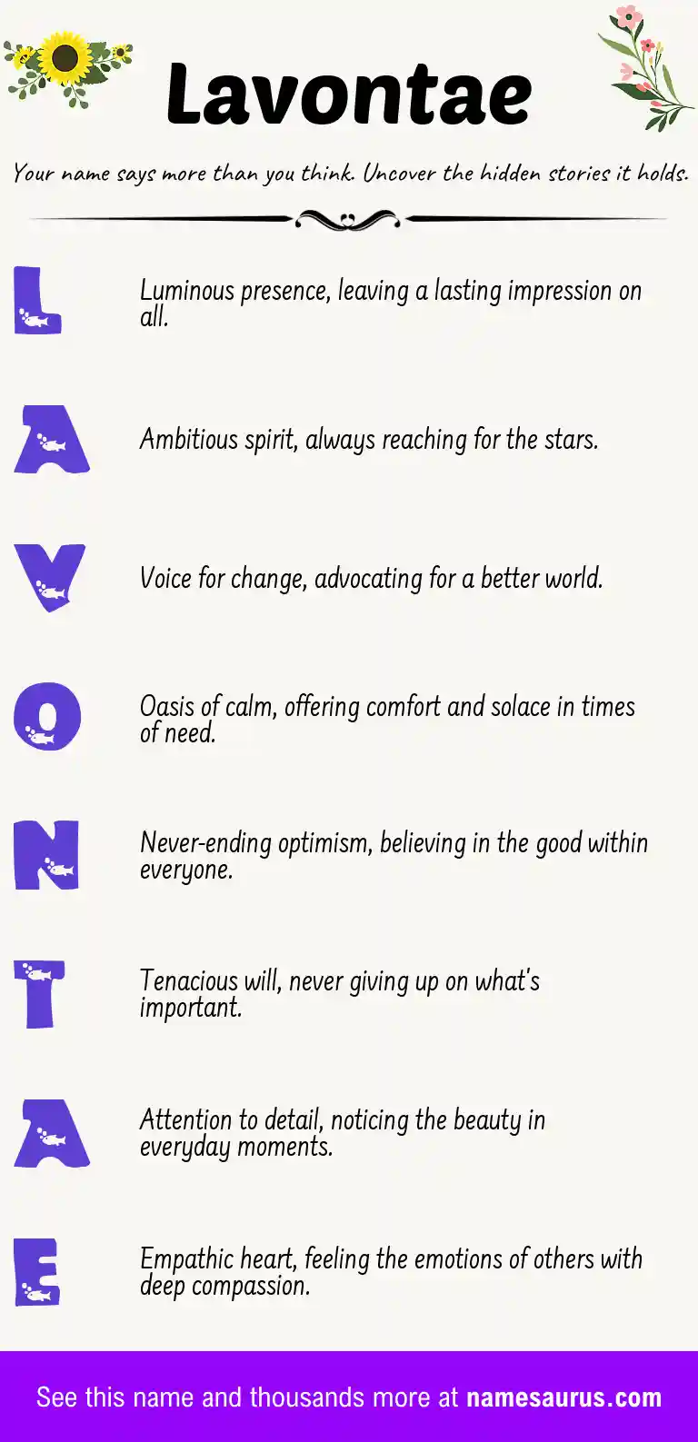 Acrostic poem about Lavontae.