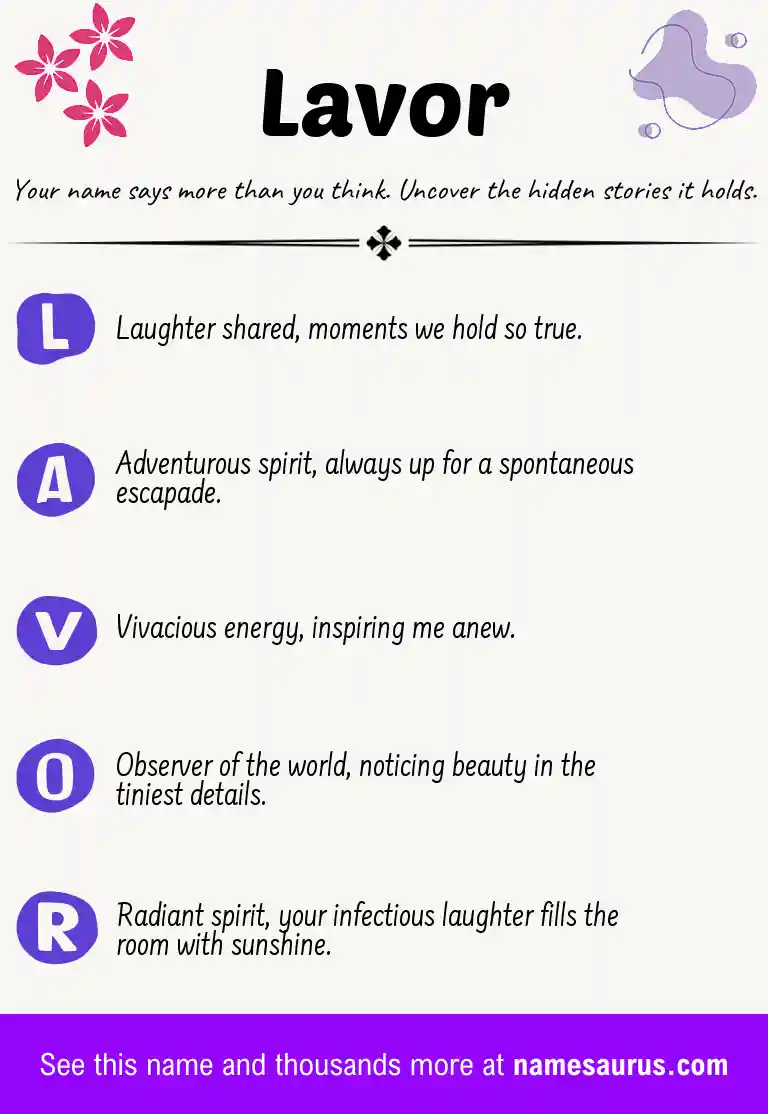 Acrostic poem about Lavor.