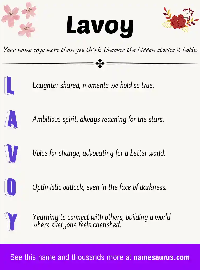 Acrostic poem about Lavoy.