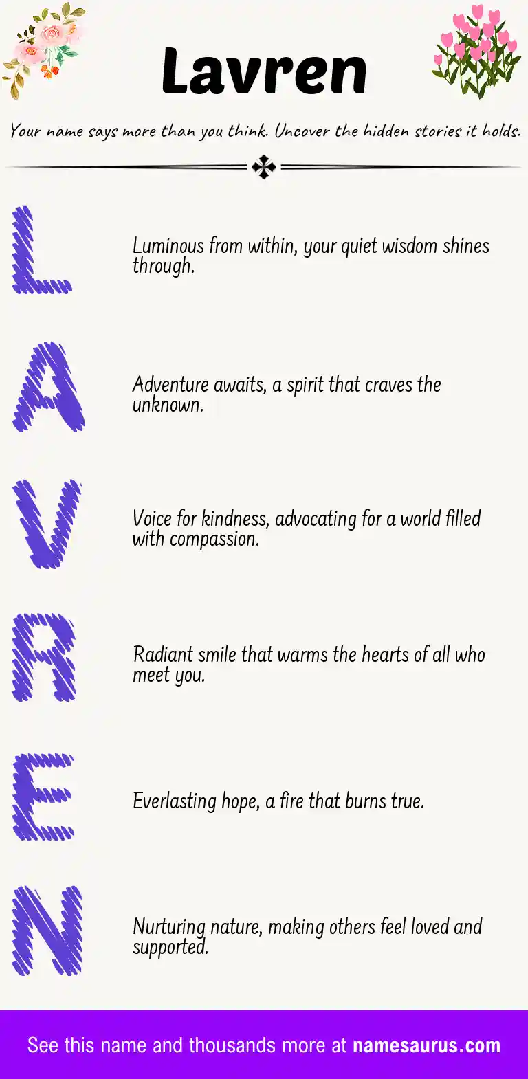 Acrostic poem about Lavren.