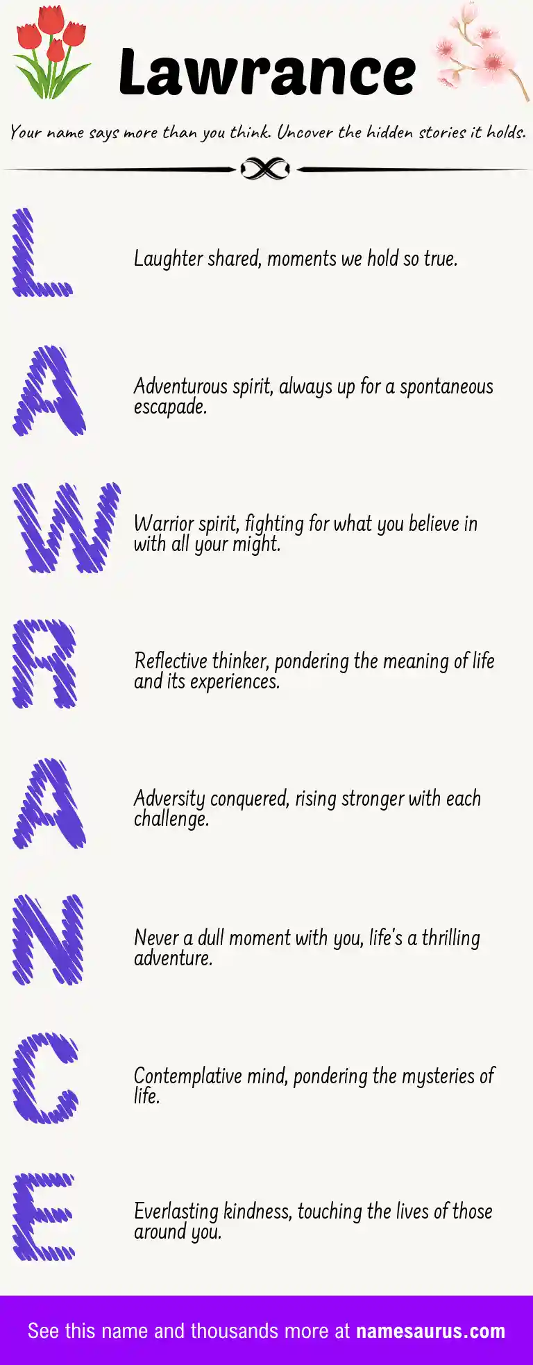 Acrostic poem about Lawrance.