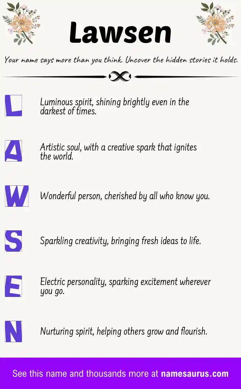 Acrostic poem about Lawsen.