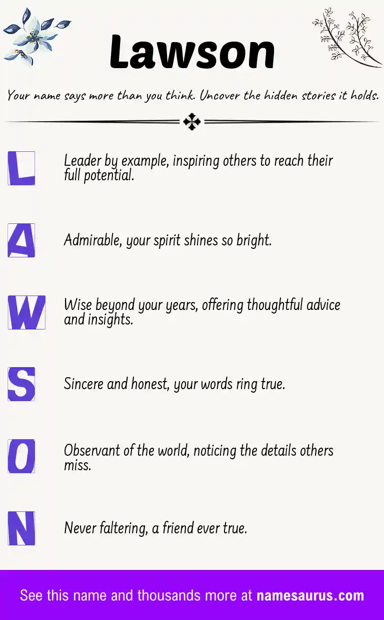 Acrostic poem about Lawson.
