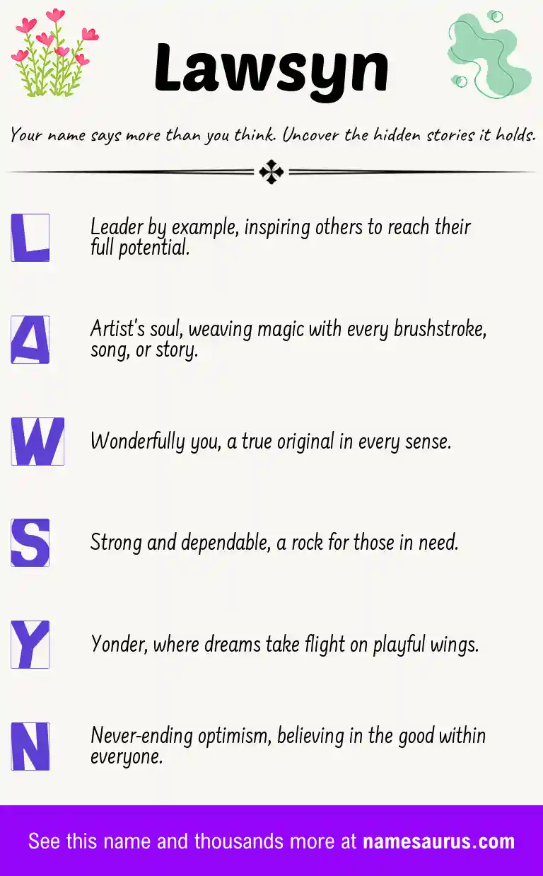 Acrostic poem about Lawsyn.