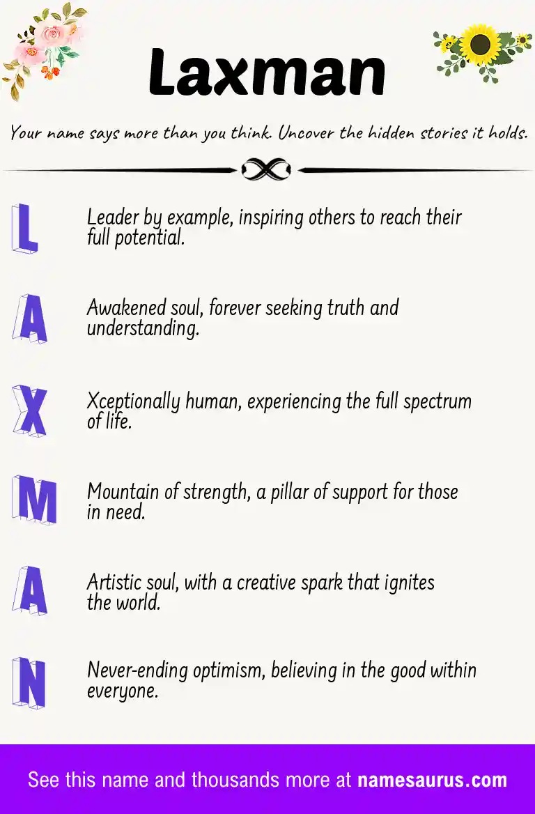 Acrostic poem about Laxman.