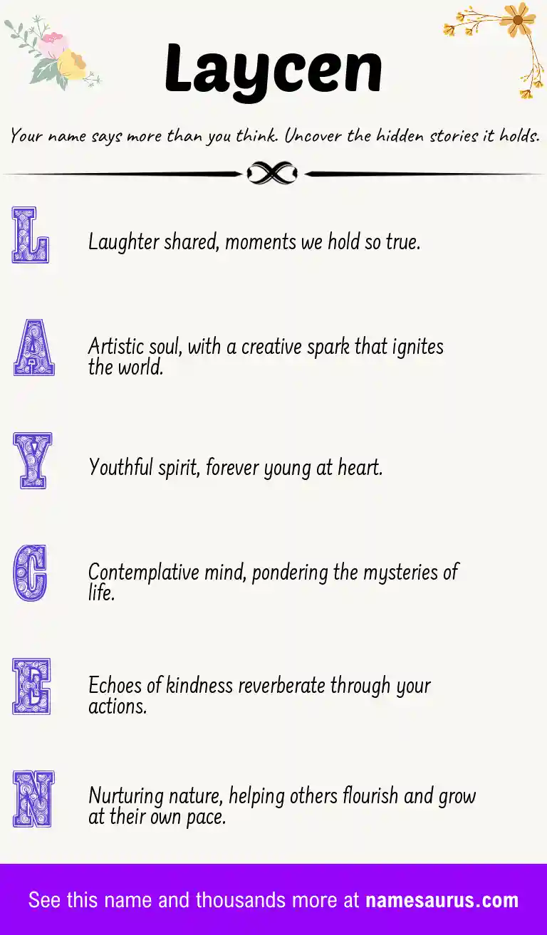 Acrostic poem about Laycen.