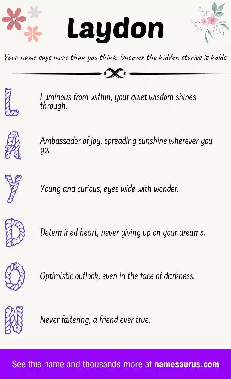 Acrostic poem about Laydon.
