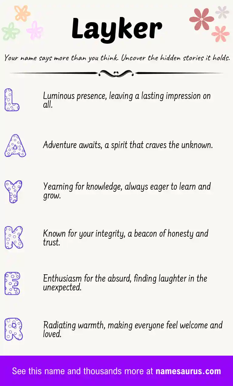 Acrostic poem about Layker.