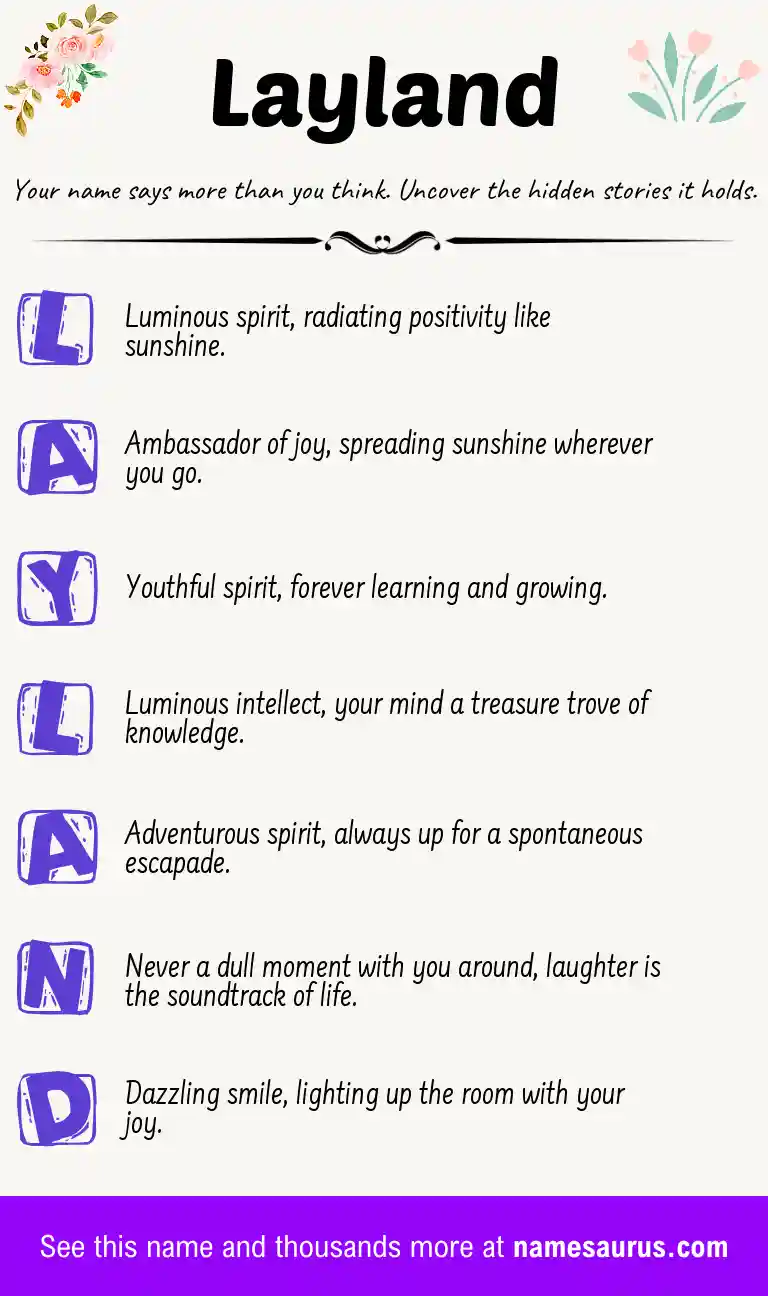 Acrostic poem about Layland.