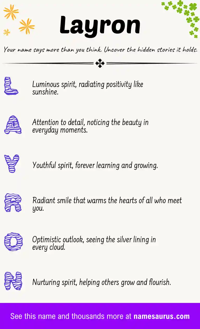 Acrostic poem about Layron.