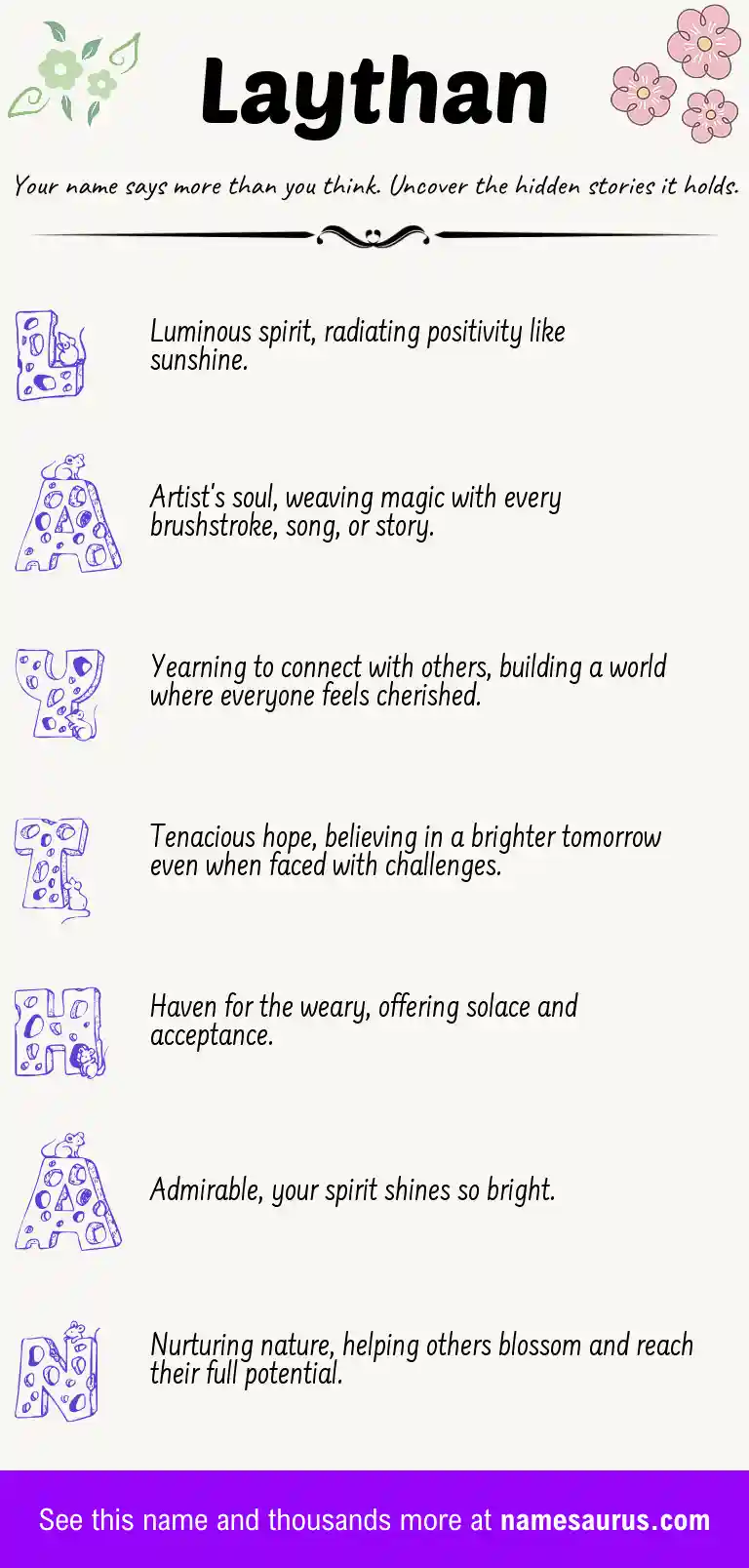 Acrostic poem about Laythan.