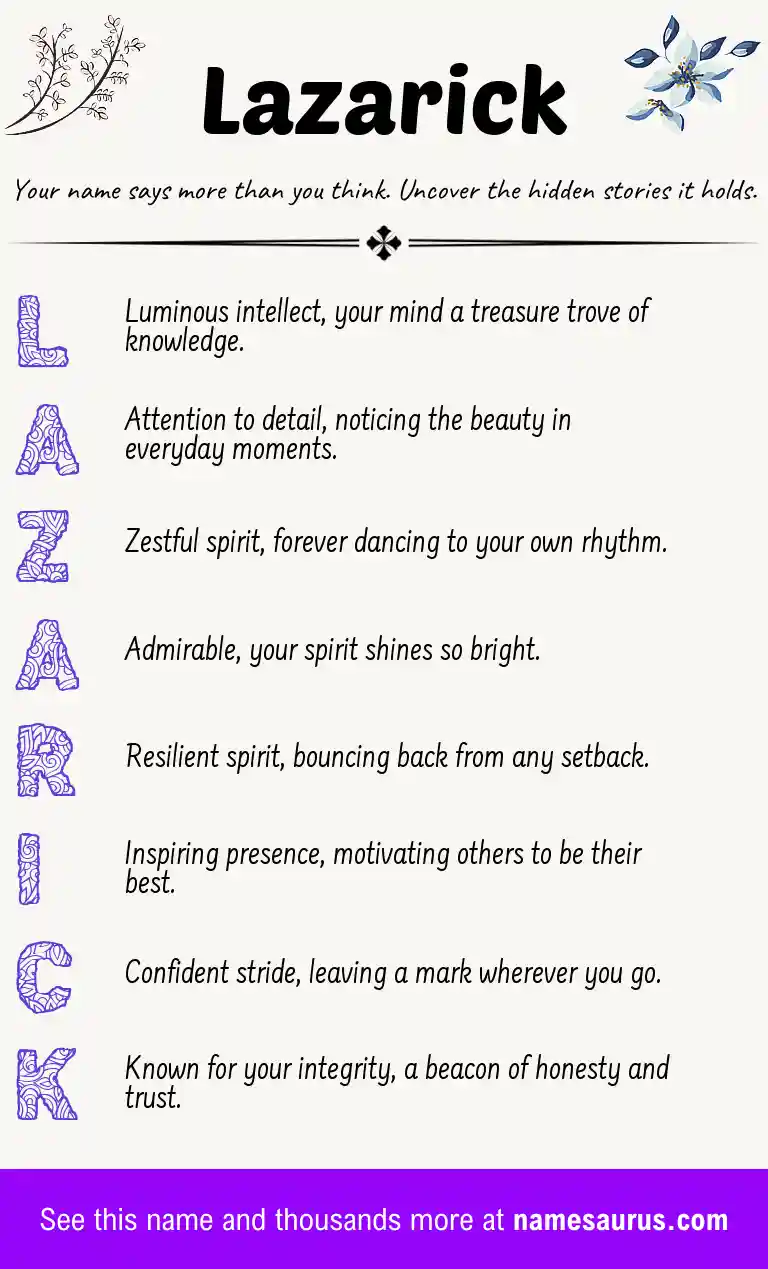 Acrostic poem about Lazarick.