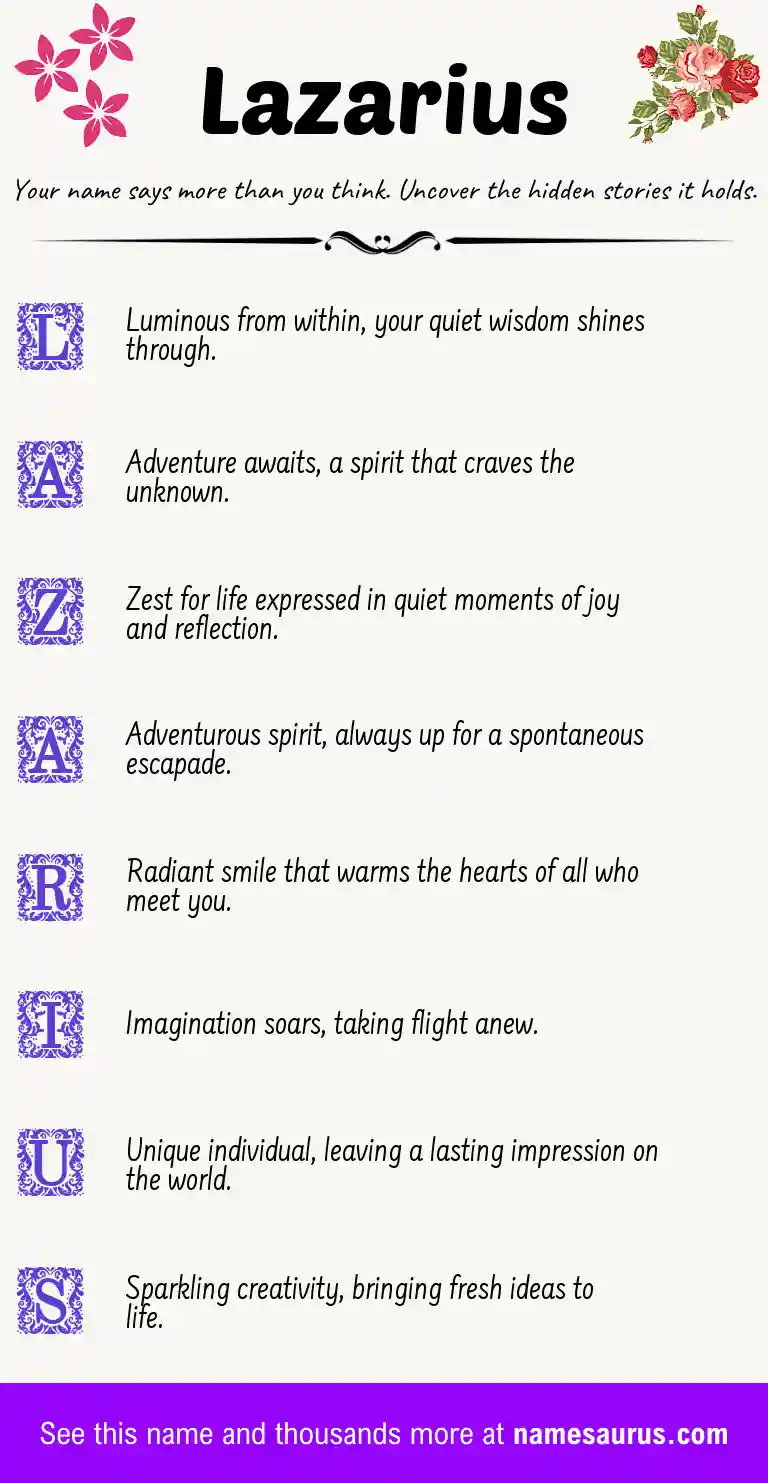 Acrostic poem about Lazarius.
