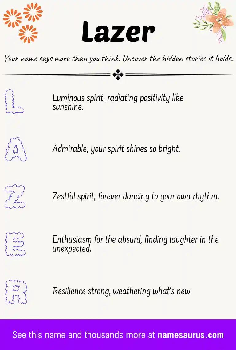 Acrostic poem about Lazer.